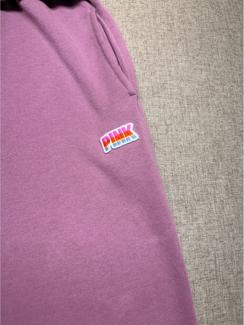 PINK Victoria's Secret Pink Fleece Jogger Sweatpants Stripe Leg Logo XS